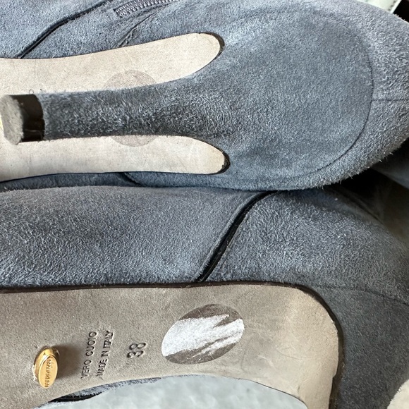 SERGIO ROSSI BOTFORT WOMEN TALL 👢 BOOTS SUEDE LEATHER GREY SIZE38 - Picture 5 of 13